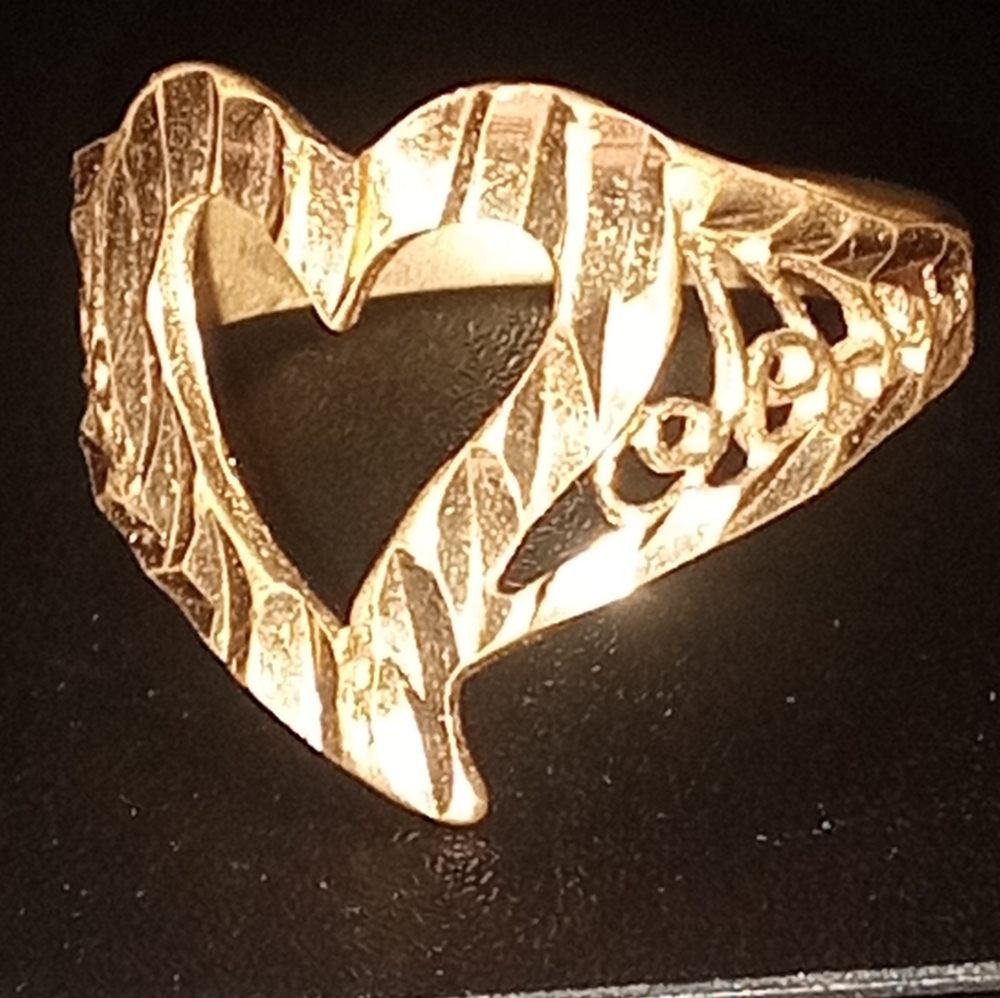 14k Gold Diamond Cut & Filagree Open Heart Ring (Classic Michael Anthony Style)